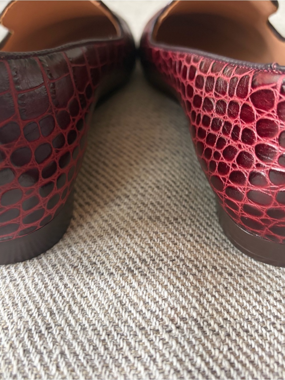 Veronica Beard Wine Croc-Embossed Leather Loafers - Picture 5 of 6